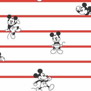 Disney Mickey Mouse Stripe Red Wallpaper