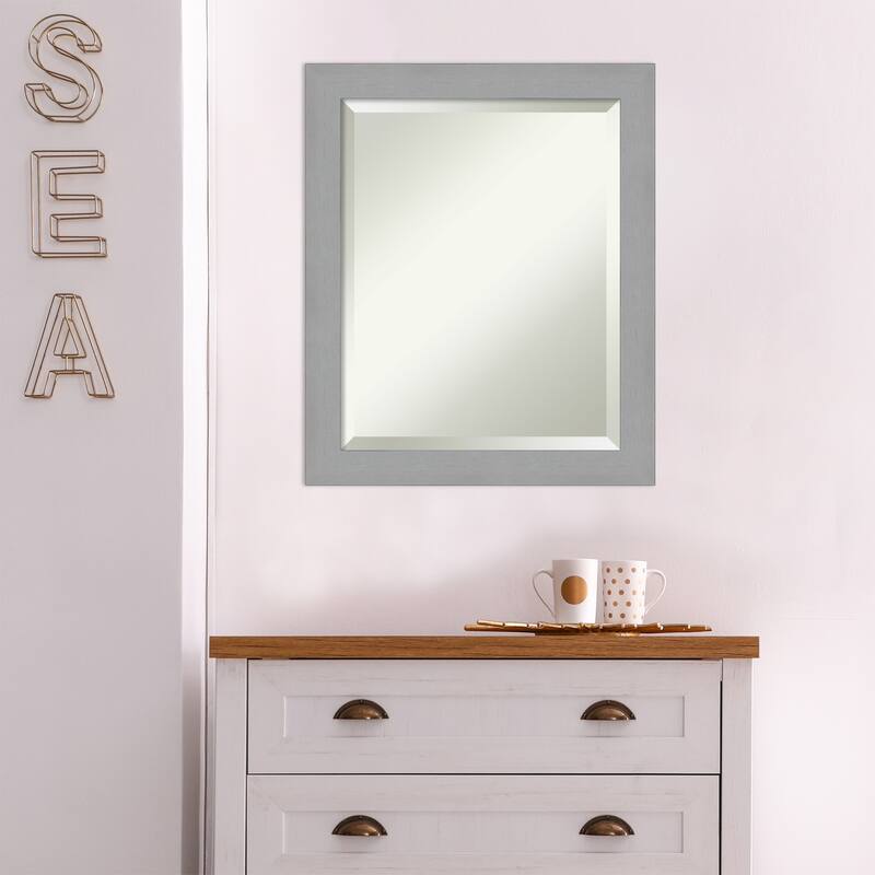 Beveled Wall Mirror - Brushed Nickel Frame