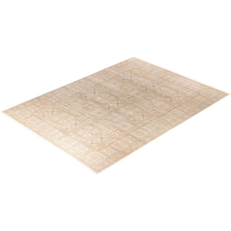 Ikat One-of-a-Kind Hand-Knotted Area Rug, Ivory - 9' 2" x 12' 4"