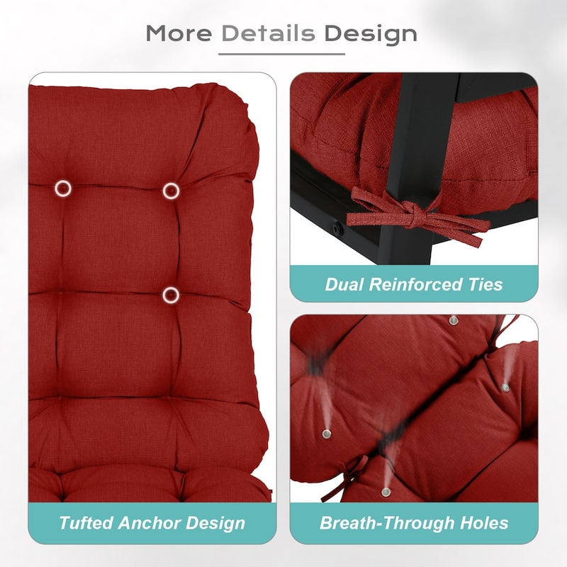 Aoodor Tufted Adirondack Chair Cushion Patio Rocking Chair Cushions Outdoor High Back Cushions with Ties