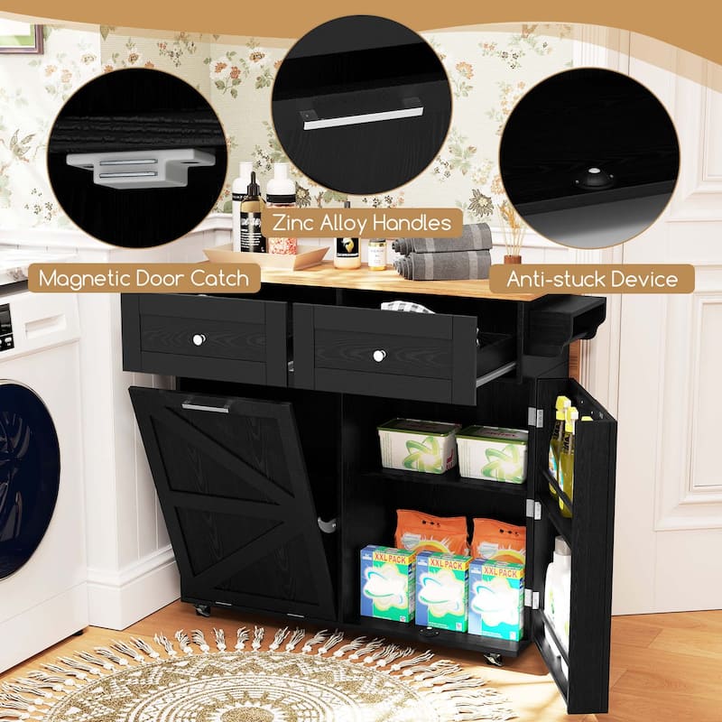 Costway Rolling Kitchen Island Kitchen Island Cart with Drop Leaf - See Details