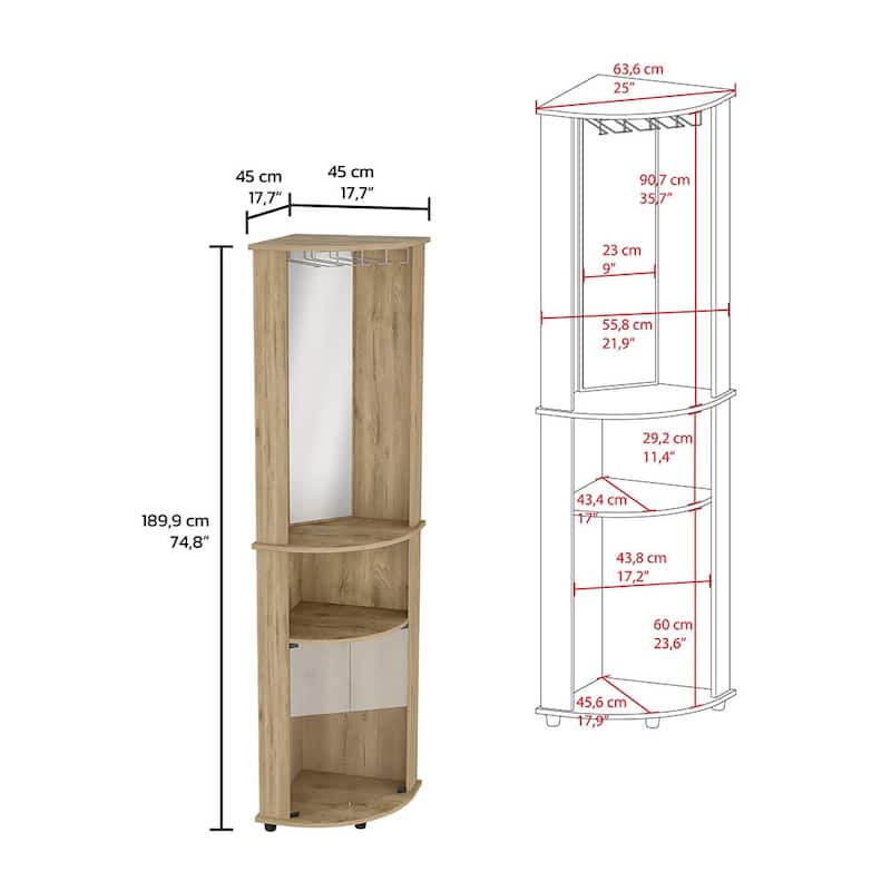 Corner Bar Cabinet Rialto With Three Shelves
