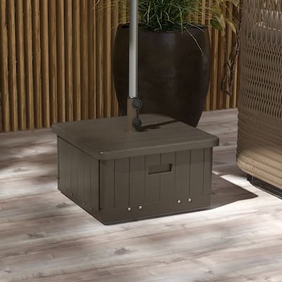 Outsunny 3-in-1 Outdoor Umbrella Base, Coffee End Table, Flower Box Planter with Drain Hole