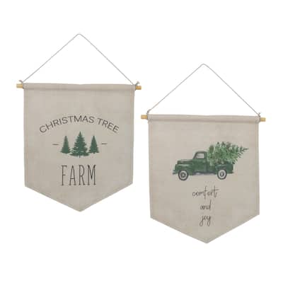 Canvas Christmas Banner (Set of 2) - 12 x 11 x 0.25