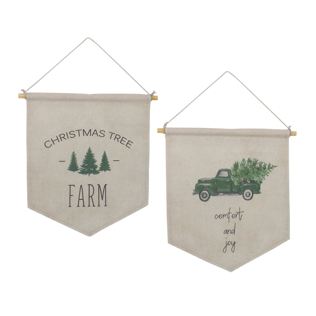 Canvas Christmas Banner (Set of 2) - 12 x 11 x 0.25