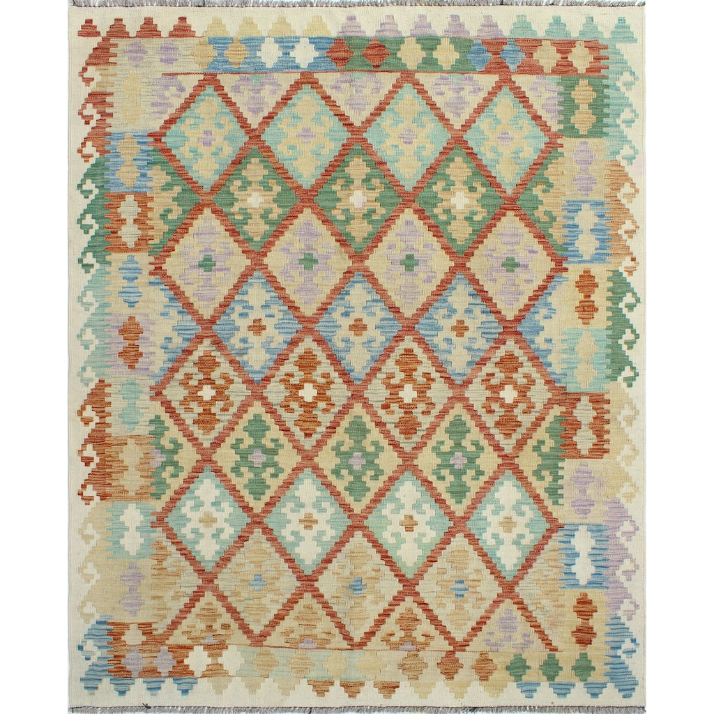 Sun Faded Flatweave Rosann Red/Ivory Rug - 5'0" x 6'7"