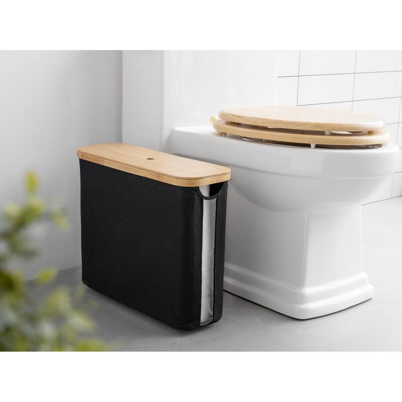 Freestanding Toilet Paper Holder for 9 Mega Rolls, Bathroom Storage Basket With Side Window - 17.5"L x 6"W x 13.75"H