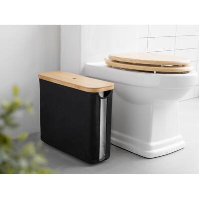 Toilet Paper Storage Basket with Bamboo Lid for Up to 9 Mega Rolls - 17.5"L x 6"W x 13.75"H