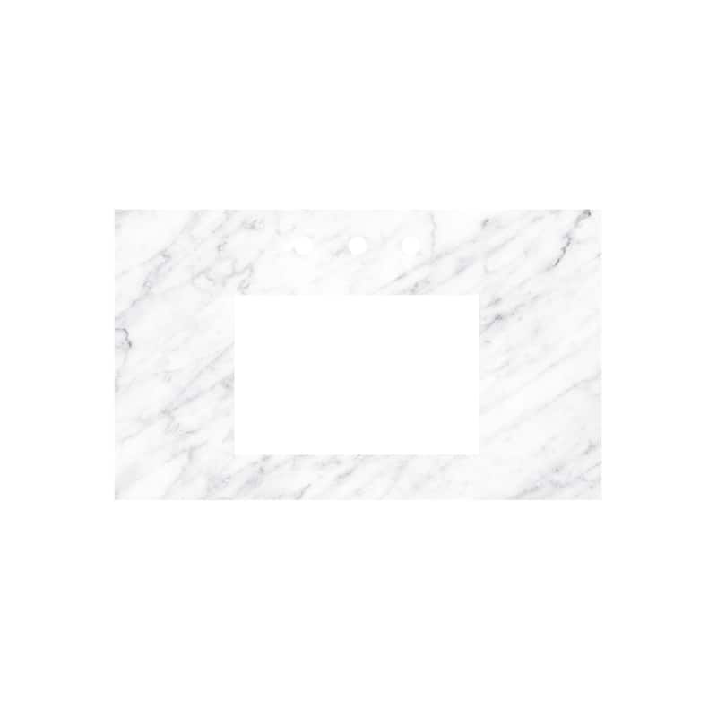 Carrara Marble Vanity Top - Rectangle Sink Cutout (Top Only) - 37" - 8" Widespread Faucet Holes
