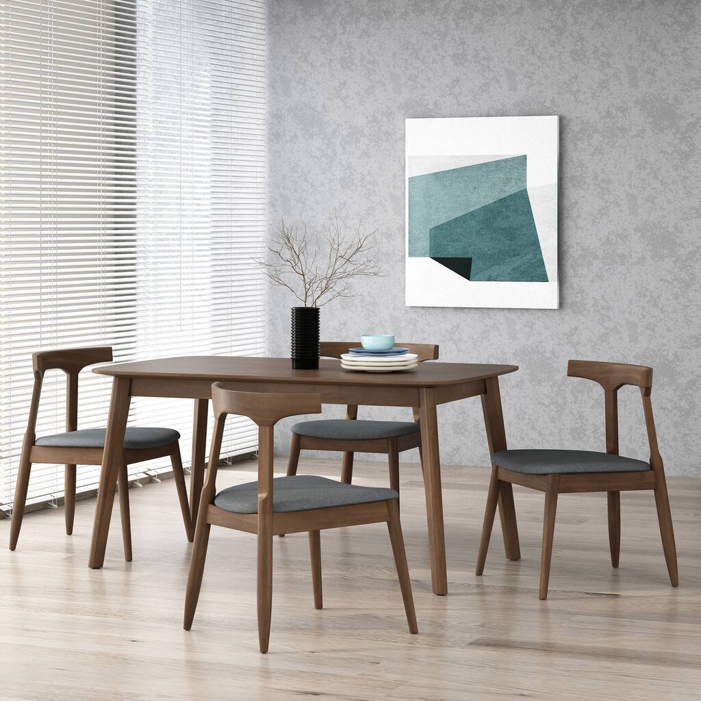 Cowen Upholstered Fabric and Rubberwood Dining Chairs by Christopher Knight Home