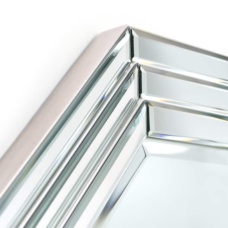 Multi-Faceted Framed Octagon Wall Mirror, Ready to Hang, 32" x 32" - Clear - 32 x 32