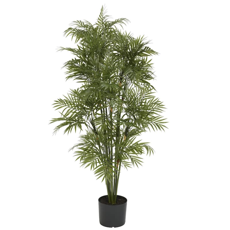 Realistic 4Ft Palm Tree Indoor Tropical Decor - Home Office Living Room Accent Plant - 4ft.