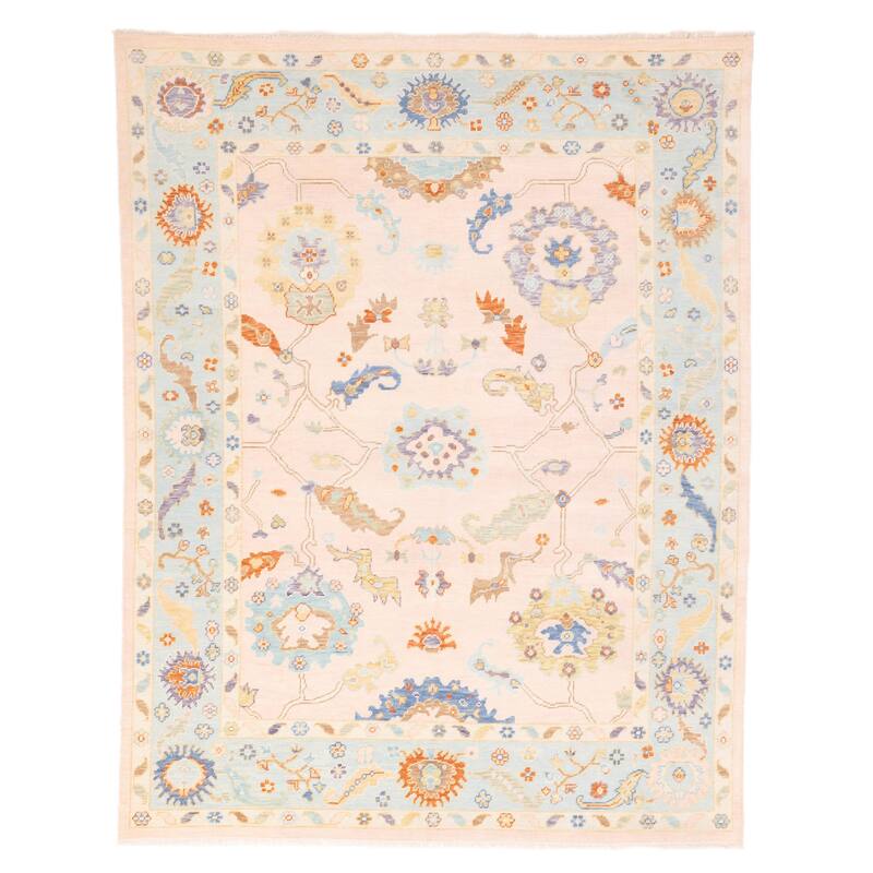 ECARPETGALLERY Hand-knotted Modern Oushak Pink Wool Rug - 8'0 x 10'0