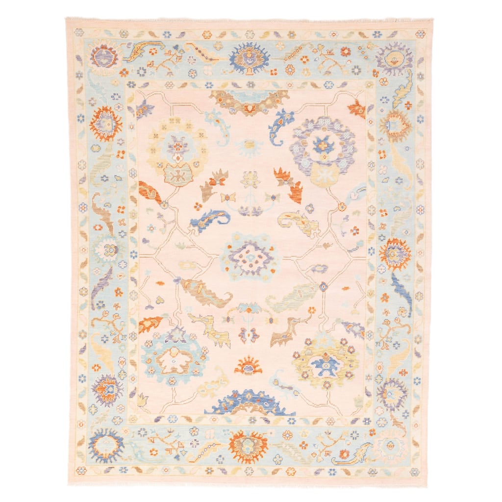 ECARPETGALLERY Hand-knotted Modern Oushak Pink Wool Rug - 8'0 x 10'0