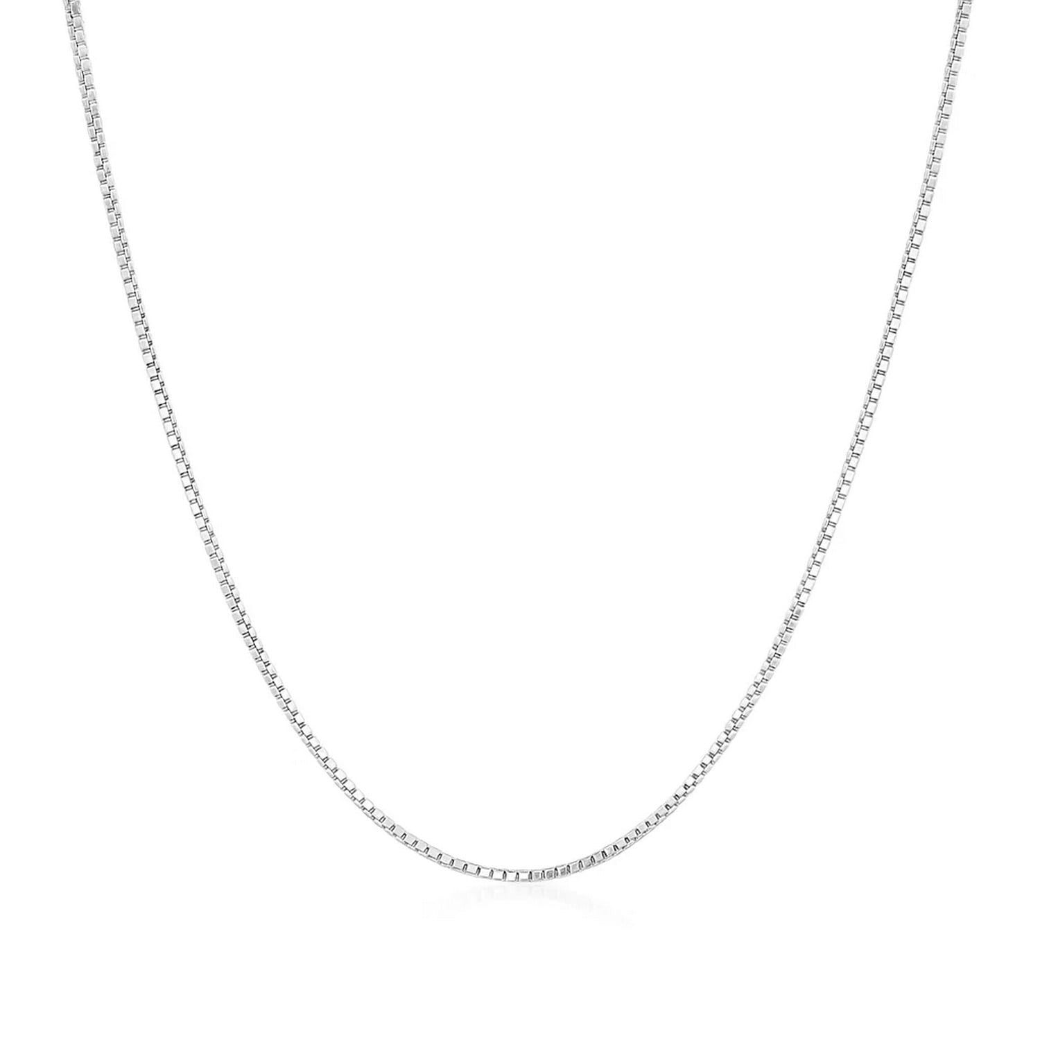 MayaMila 14k White Gold Classic Box Chain 0.8mm
