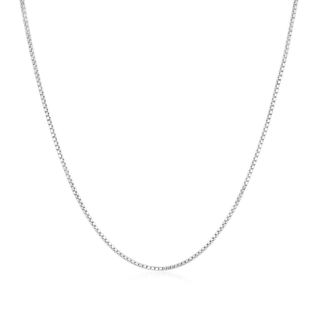 MayaMila 14k White Gold Classic Box Chain 0.8mm