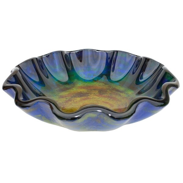 Eden Bath Wave Rim Multi Color Glass Vessel Sink