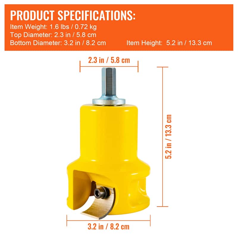 Tenon Cutter, 1.5" / 38 mm Diameter, Premium Aluminum & Steel Log Furniture Cutter, with Dual Blades