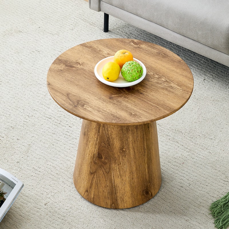 Natural Wood Grain Round Coffee Table: 21.6" Wide, 19.7" Tall - Perfect for Modern Living Spaces. - Wood - 21.60in. W X21.60in.DX19.70in. H