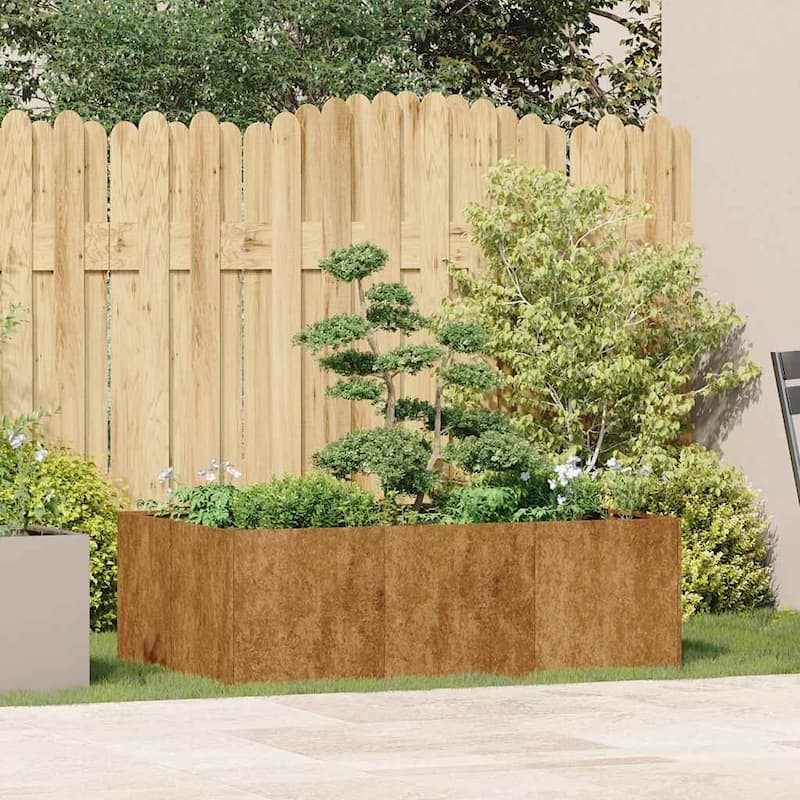 vidaXL Planter Raised Garden Bed Plant Flower Stand Rusty Weathering Steel