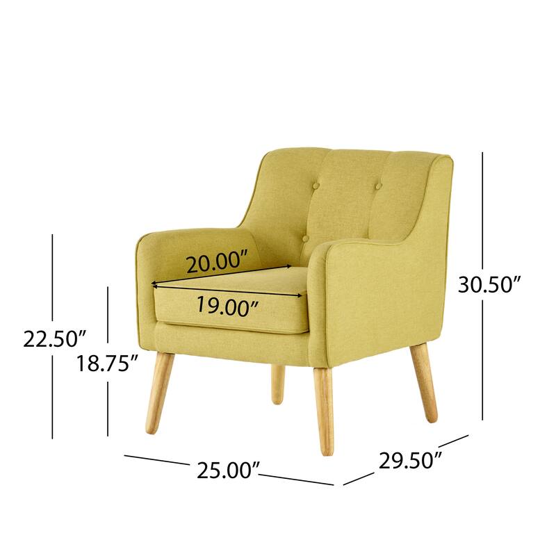 Merax Tufted Fabric Arm Chair with Wooden Legs