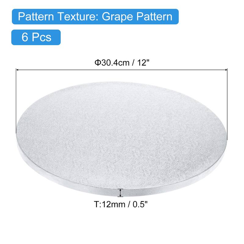 Cake Boards, 6Pcs Cardboard Cake Drums, 1/2" Thick Round Cake Base