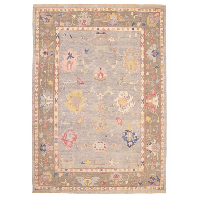 ECARPETGALLERY Hand-knotted Modern Oushak Grey Wool Rug - 9'11 x 13'8 - Grey - 9'11 x 13'8