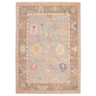 ECARPETGALLERY Hand-knotted Modern Oushak Grey Wool Rug - 9'11 x 13'8