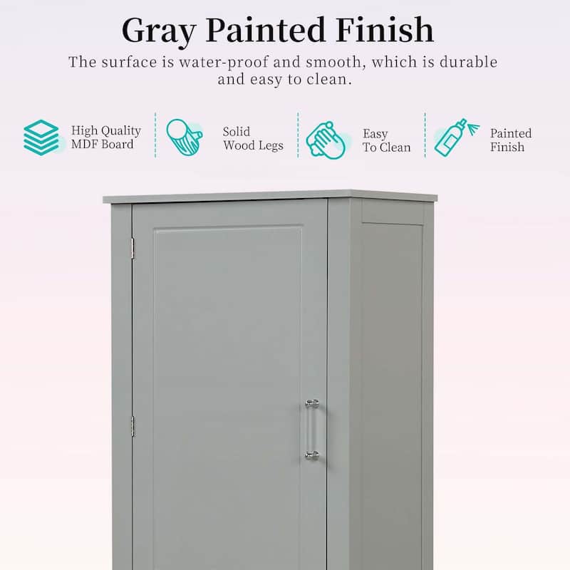 Tall Bathroom Storage Cabinet with Two Drawers and Adjustable Shelf