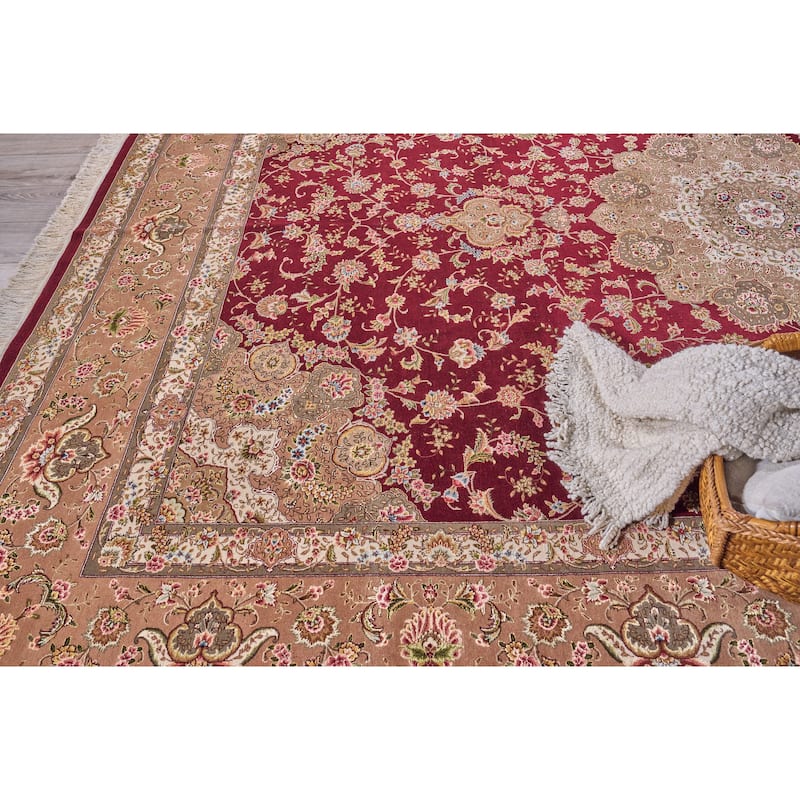 EXQUISITE RUGS ONE-OF-A-KIND Super Fine Tabriz Hand Knotted Brown Rug - 10'x14'