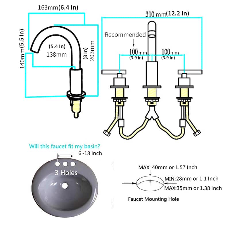 Clihome 8 Inch Widespread Bathroom Sink Faucet