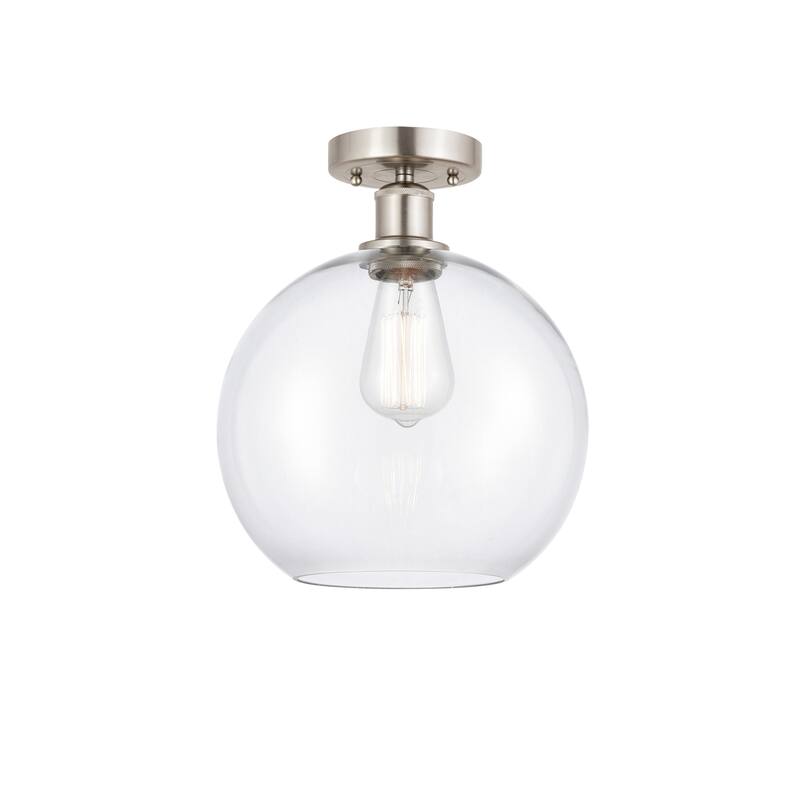 Innovations Lighting Edison Athens - 1 Light 10" Semi-Flush Mount - Clear/Brushed Satin Nickel