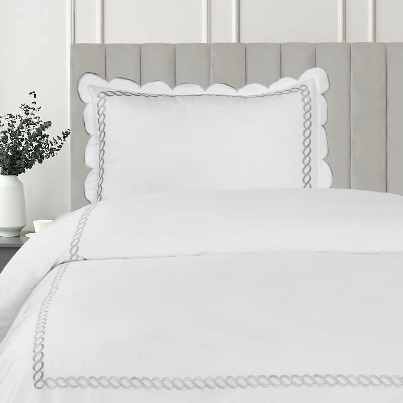 Home Sweet Home Collection 600TC Scallop and Rope Duvet Set and Sham