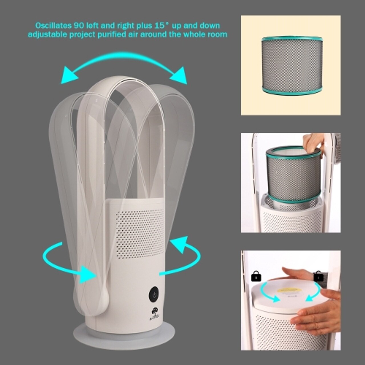 Tower fan with shop hepa filter