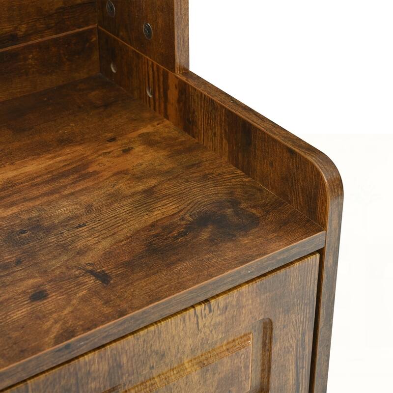 Four-Door Shoe Cabinet with Coat Rack