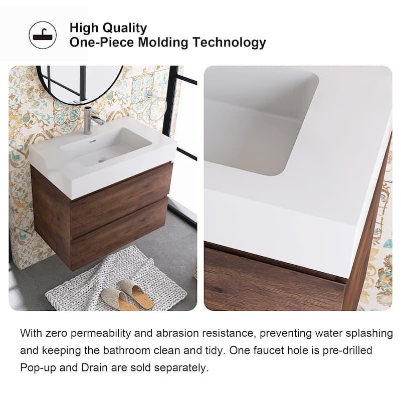 Floating Bathroom Vanity with Solid Surface Top