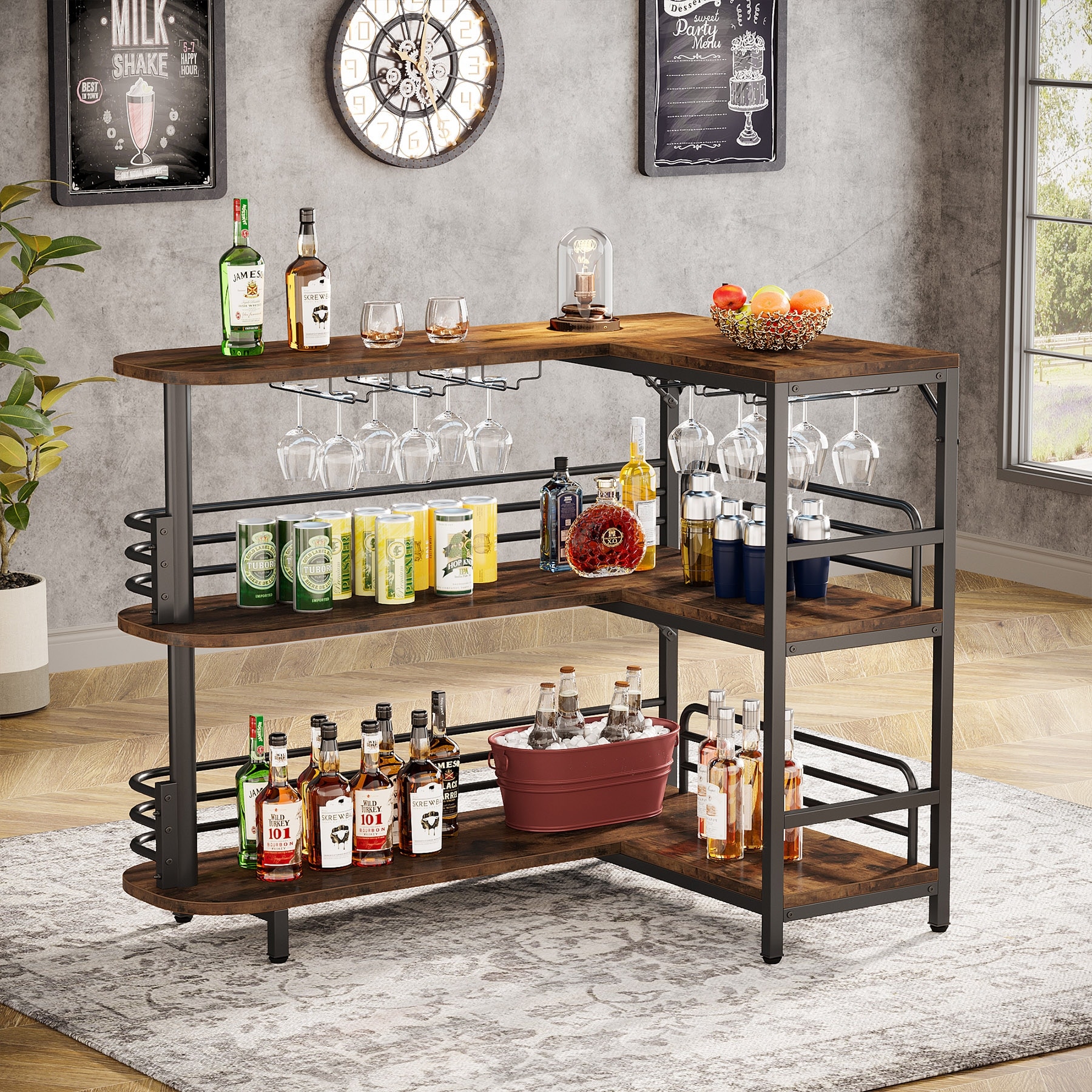 Mini bar set with stools sale