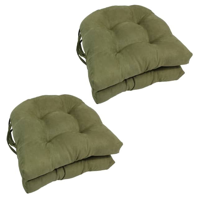 16-inch U-shaped Indoor Microsuede Chair Cushions (Set of 2, 4, or 6) - Set of 4 - Sage Green