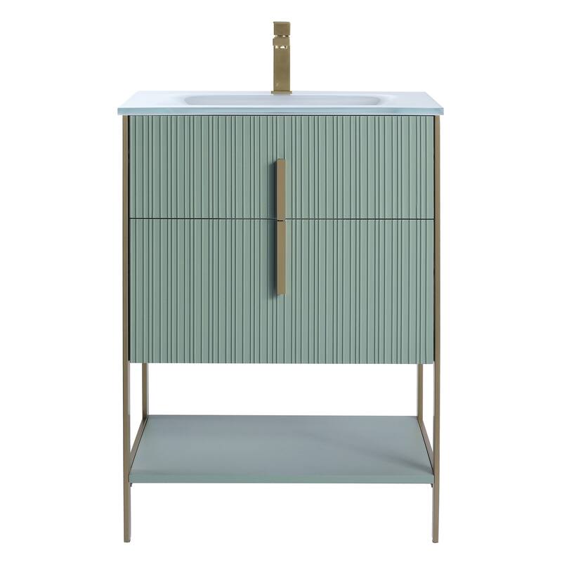 Fine Fixtures Serenity Modern Bathroom Vanity with White Glass Top