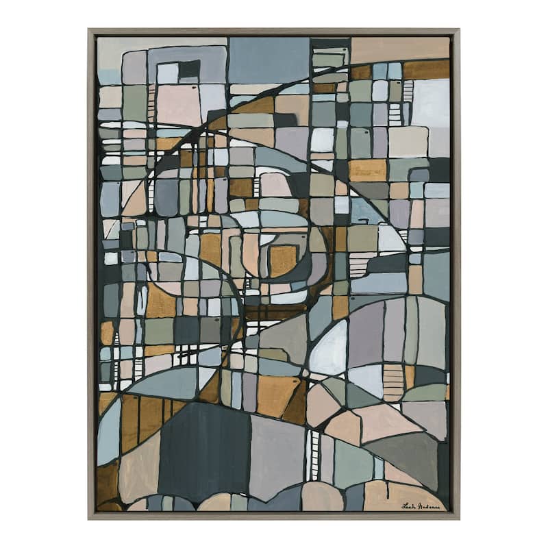 Kate and Laurel Sylvie Deco Nadeau Framed Canvas by Leah Nadeau - 28x38 - Plastic - Grey