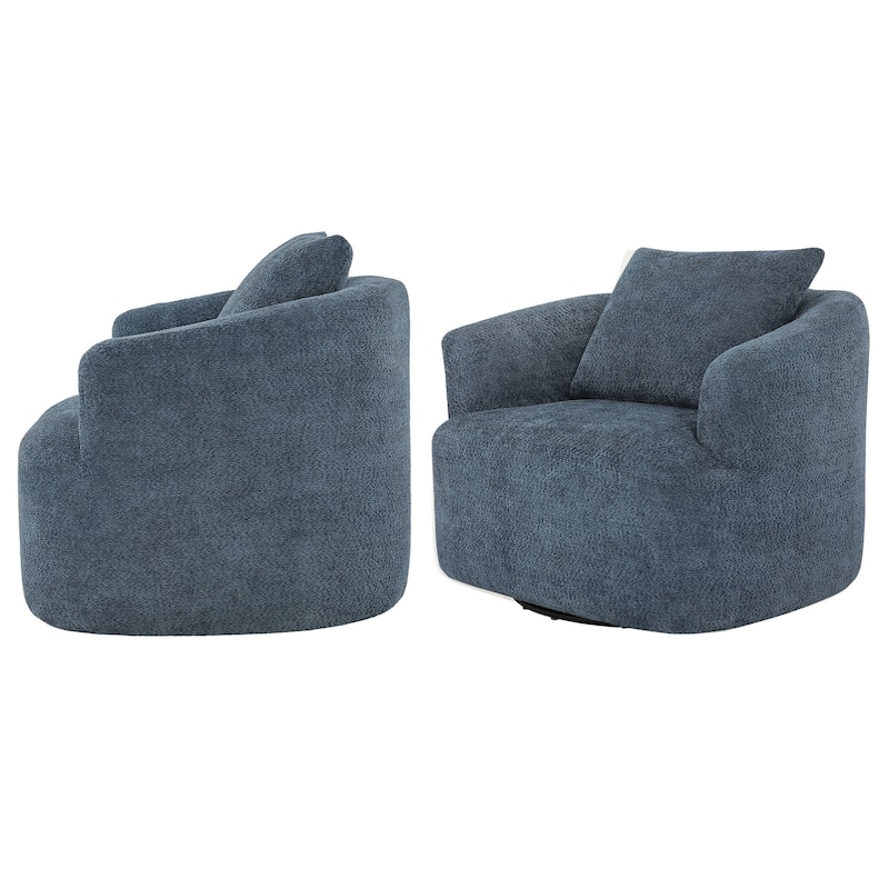 Upholstered Swivel Barrel Chair with Pillow