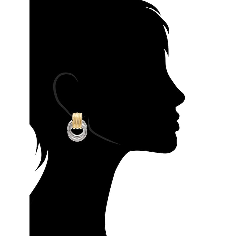 Rivka Friedman Mixed Metal Front Facing Hoop Earring - 1.25"