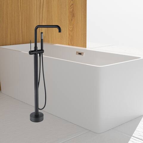 Floor-Mount Freestanding Tub Filler with Hand Held Shower