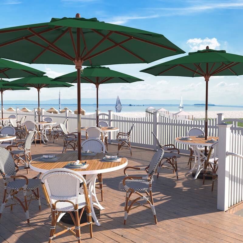 California Umbrella 9-ft. Round Marenti Wood-framed Olefin Patio Umbrella (No Base) - Forest Green