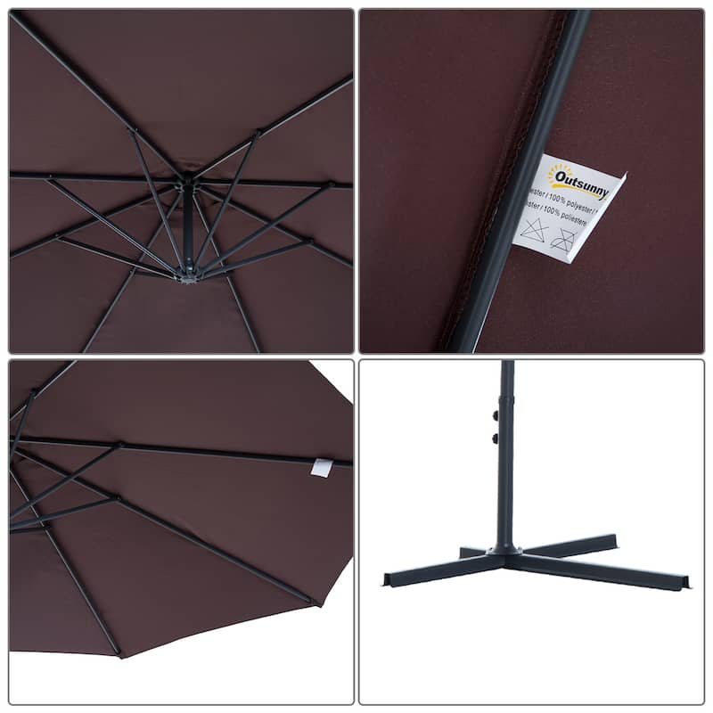 Outsunny 10' Cantilever Hanging Tilt Offset Patio Umbrella (Weight Not Included)