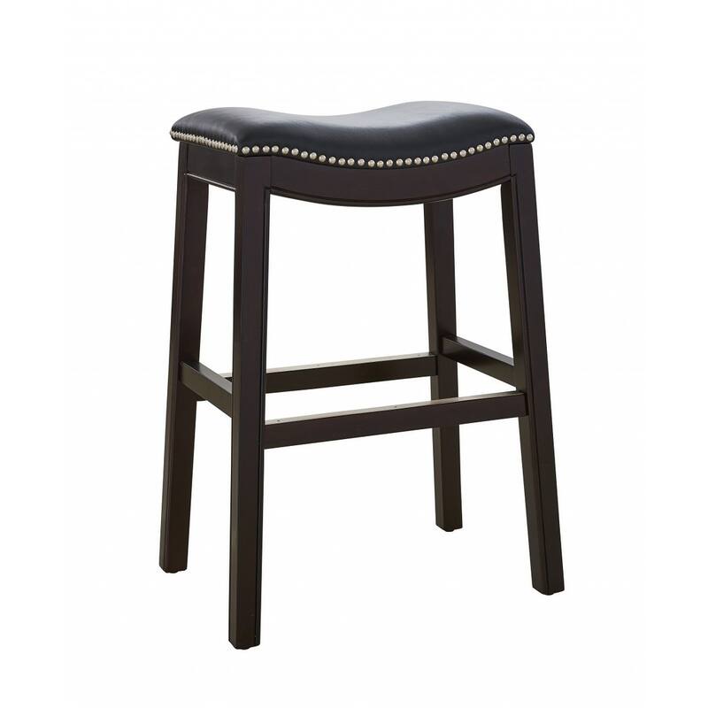 HomeRoots 26" Black and Espresso Solid Wood Backless Counter Height Bar Chair