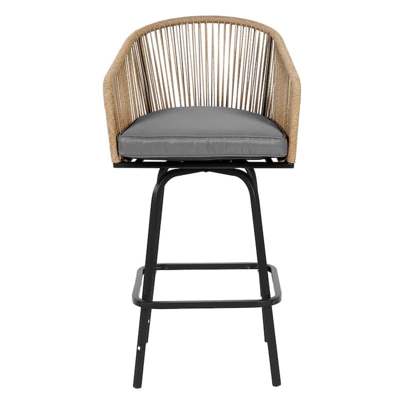 Patio Bar Table and Swivel Chairs Set with Metal Frame (Set of 3)
