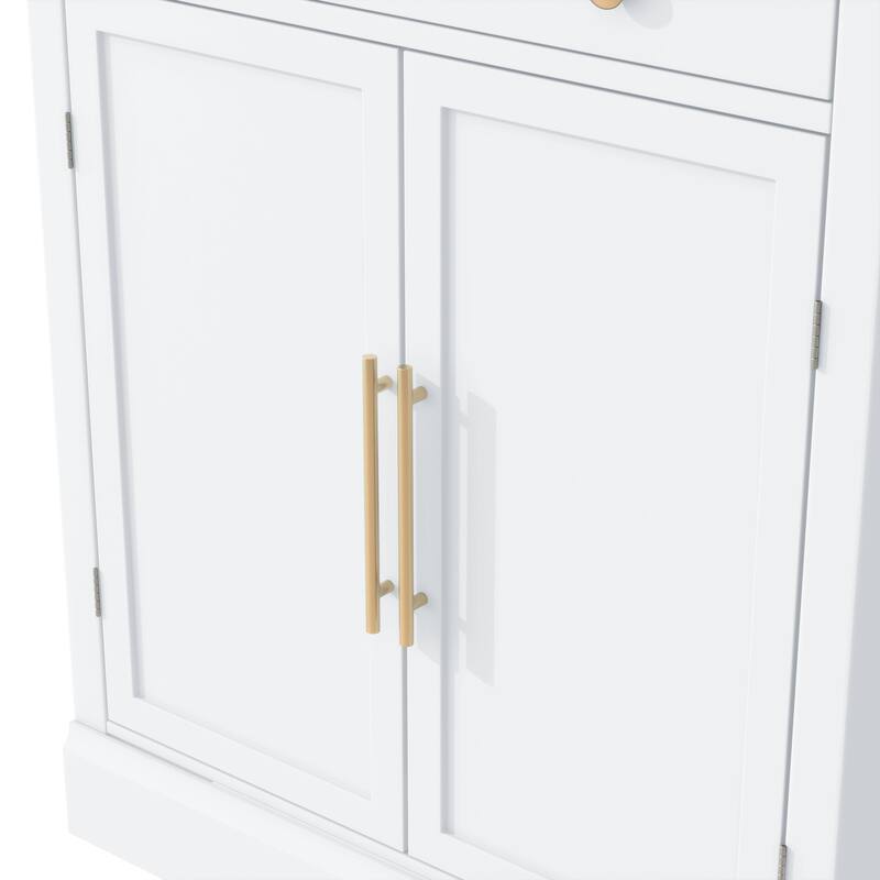 Anmytek White Freestanding Kitchen Pantry Cabinet, Buffet Coffee Bar Storage with Drawer Shelves for Dining