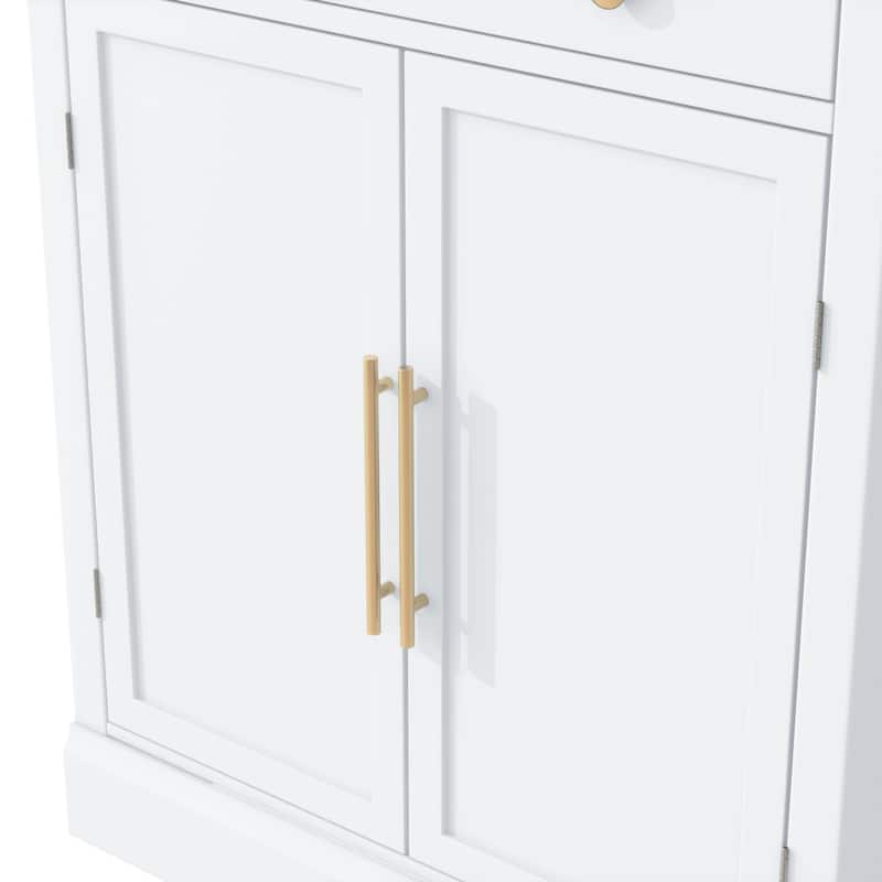 Roomfitters Modern Freestanding Kitchen Pantry, Buffet and Coffee Bar Cabinet, Set of 2, White