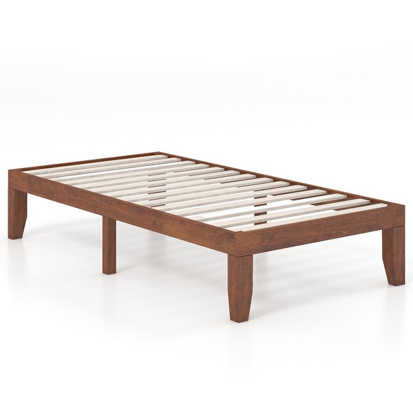 としはるさま専用wooden9 with FE83NV2 Brown Rubber Wood 14-Inch Twin Size Platform Bed Frame with